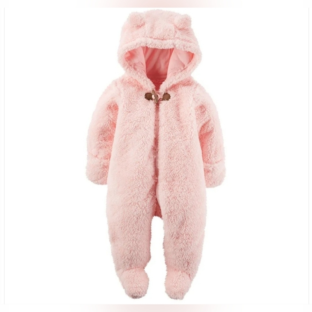Carters Hooded Sherpa Bunting - Baby Girl - Picture 2 of 6